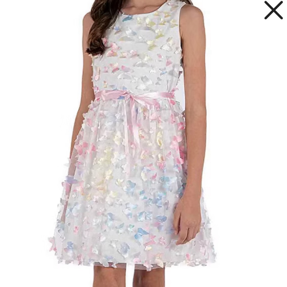 Little girls speechless 3D butterfly dress pastel colors on white size 14